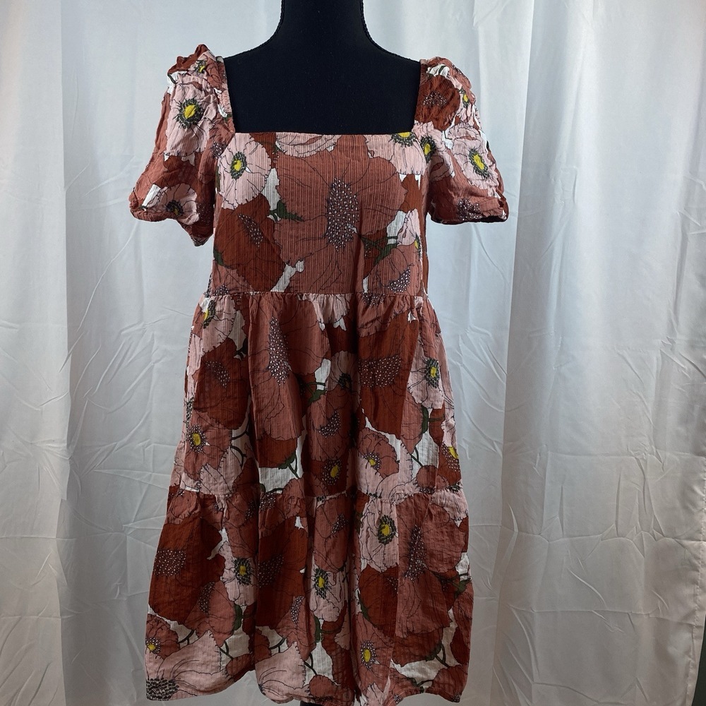Loft Women's Size 4 Mini Dress Square‎ Neck Poppy Flower All Over Print